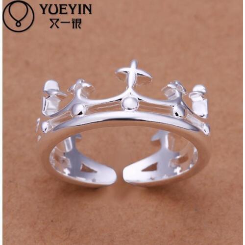 NEW Fashion silver plated crown ring Silver plated new design finger ring for lady bijoux women Fashion Wholesale