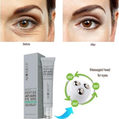 New Peptide Anti Wrinkles Eye Serum Roller Massager Eye Patches Skin Care Anti Puffiness Fine Lines Dark Circles Eye Cream 11.11