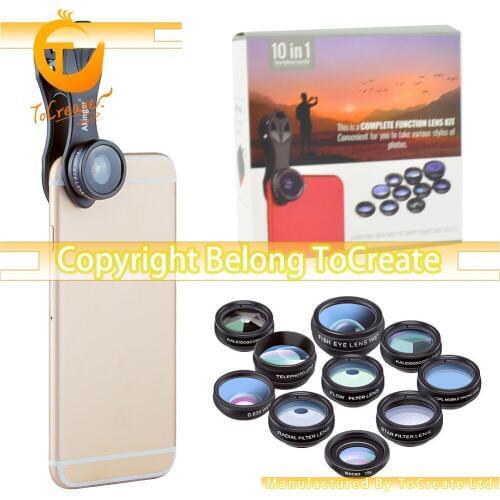 10 in 1 Mobile Phone Lens Phone Universal External Photography Lenses CPL Flow Filter lens photo lens 2X fisheyes Created gift