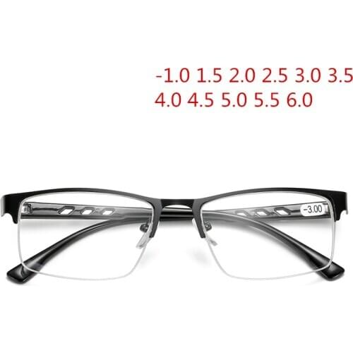 -1.5 -2 -2.5 -3 -3.5 -4 -6.0 Finished Myopia Glasses Women Men Retro Metal Frame Square Students Short Sight Eyewear for Unisex