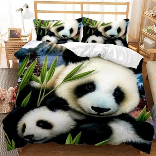 Panda Tiger Bedding Set 3D Printed Animal Duvet Cover Twin Full Queen King Size Bed Linen with Pillowcase 2/3pcs Kids Bedclothes