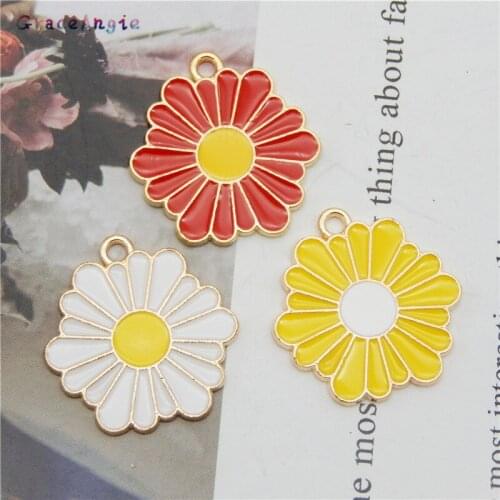 5pcs Sun Flower Charms For Ear 25*24mm Daisy Alloy Flowers Gold Tone Charms Pendant Earrings Bracelet Jewelry Making Accessory