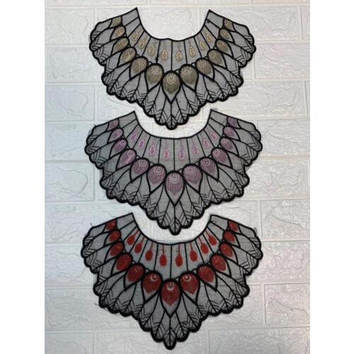 Polyester embroidery net base collar applique,embroidery decoration collar,HF190409D
