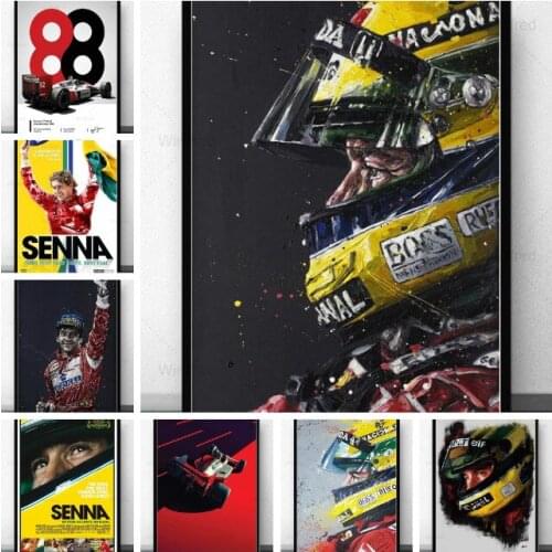 Ayrton Senna F1 Formula Posters Mclaren World Champion Racing Car Prints Wall Art Canvas Painting Picture for Bedroom Home Decor