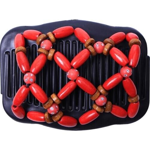 Prettyia Women Beaded Elasticity Double Hair Comb Stretchy Hair Accessories