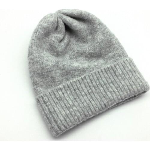 Women Solid Marled Cashmere Beanie Girls Heather Grey Beanie Hat Knitted Ribbed Cuff Hat Female Washed Warm Soft Hat Winter Hat