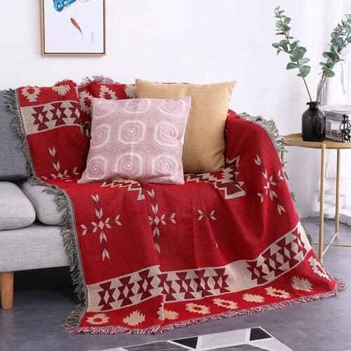 Modern Simple Sofa Blanket Red boho Decoration Sofa towel Dust-proof Full Cover Double sided Nordic throw blanket for beds rug
