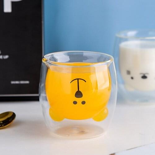 Jusen 280ML Heat Resistant Double Wall Transparent Beer Glass Mugs Animal Cat Coffee Juice Breakfast Milk Tazas Cups Drinkware