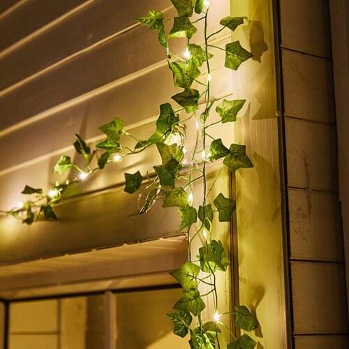 10m 5m 2m Green Leaves Light String Battery/Solar Powere Creepe Ivy Leaf Vine LED Lamp for Wedding Christmas Garden Patio Decor