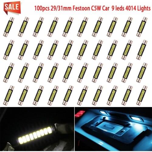 100pc 29/31MM C5W LED Light White Ice Blue Festoon Car Lights 3021 6411 6413 Bulbs For Car Interior Dome Map Door Bulb 12V Diode