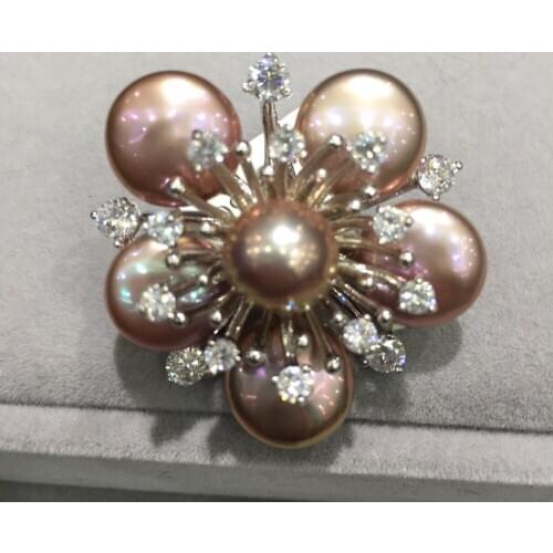 Dark purple color natural fresh water pearl plum blossom flower brooch pins fashion women jewelry free shipping only 1 pcs