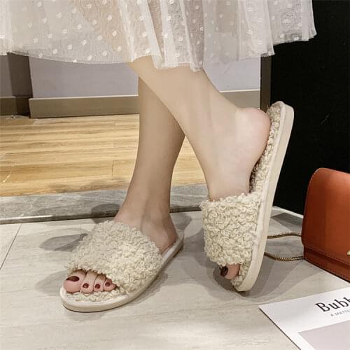 Shoe for Women 2021 Fashion Women Slippers Home Indoor Plush Slippers Autumn Winter Female Flat Shoes Ladies Comfortable Fur