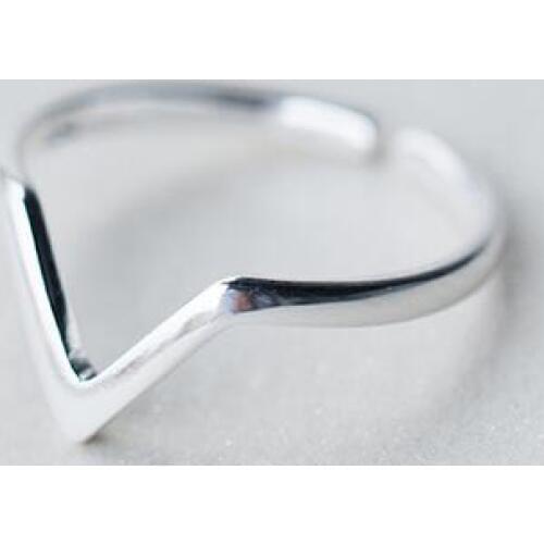 Ladys Real. 925 Sterling Silver Jewelry Deep "V" Geometric RING Adjustable J1228