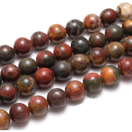 4/6/8/10/12MM Natural Red Picasso Stone Bead Round Loose Beads For Jewelry Making DIY Bracelet Necklace Bulk Supplies