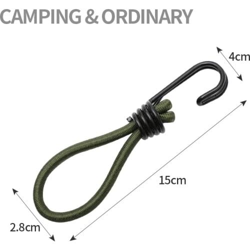 4Pcs Outdoor Elastic Tent Bungee Rope Camping Canopy Luggage Stretch Buckle Ground Nail Strap