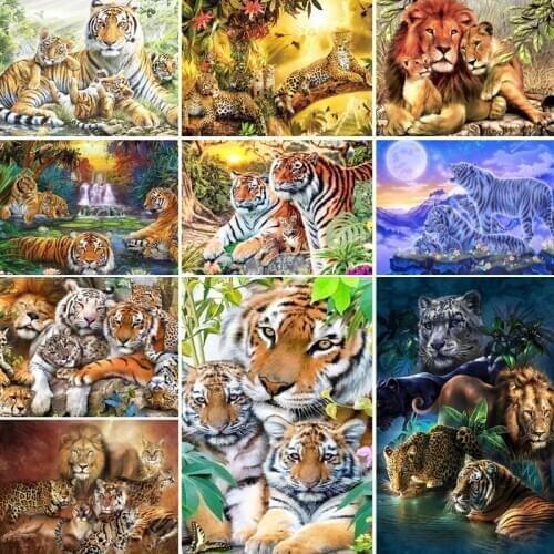 40x50x60x70 diamond painting 5D Full Square embroidery mosaic Cross Stitch Animal Tiger lion DIY Christmas home Decoration gift