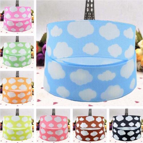 Free delivery 16-38mm white cloud cartoonish grosgrain ribbon 10 yards of DIY handmade material decoration Bow gift wrap