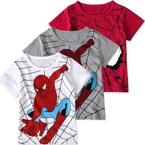 Children Short Sleeve T-Shirts Cartoon Spiderman Headphone Print Baby Boy Girl Kid Summer Blouse Clothes Casual Tee Top