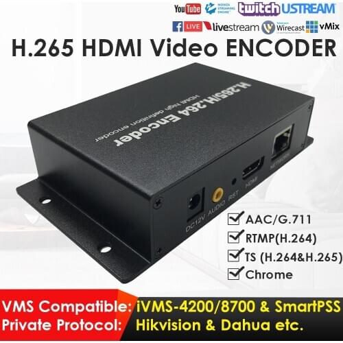 H.265 1080P HDMI Network Video Encoder Suitable for IPTV CCTV Surveillance Live Broadcast to YouTube Facebook W/TS RTMP DDNS