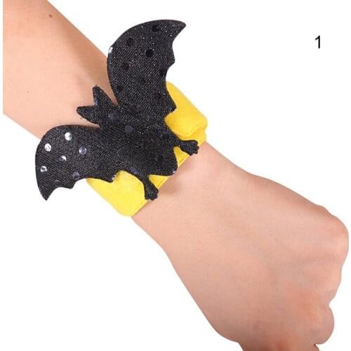 Halloween Clap Ring Bracelet with Halloween Elements Decor High Flexibility Lightweight Wristband for Dress Party WWO66