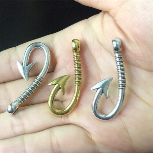 5pcs Charm Ocean Fish Hook Pendant for Jewelry Making DIY Handmade Necklace Accessories Material Wholesale