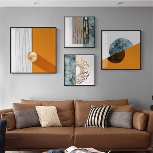 Nordic Modern Abstract Geometry Marble Combination Wall Art Pictures Posters Prints For Living Room Home Canvas Painting Decor