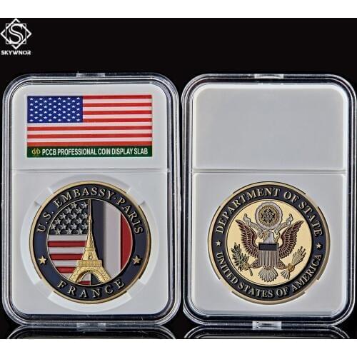 USA Collectible Gold Challenge Coin Embassy Paris Department Of State Commemorative Medal Coin Gifts