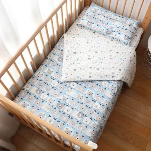 Baby Bedding Set Cotton Cute Cartoon Crib Kit For Cradle Children Bed Linen For Nursery Duevt Cover Pillowcase Sheet No Filler