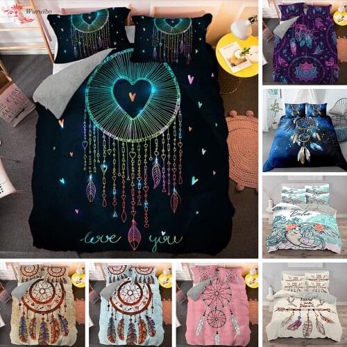 Dream Catcher Bedding Set Duvet Cover With Pillowcase 2/3pcs Bohemian Feather Home Textile Single Queen King Size Bed Cover Sets