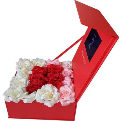 Custom Production Blank Hardcover Video Box Red 7inch Universal Greeting Card 2gb Watching Player for Gifts and Advertising