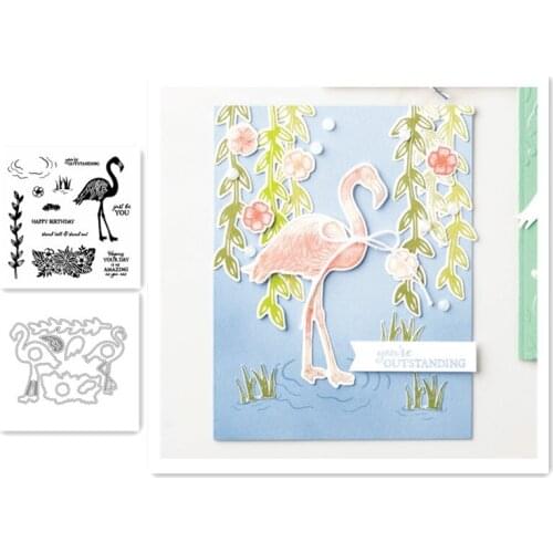 Flamingo Metal Cutting Dies And Stamps Set Scrapbooking Steel Craft Die Cut Embossing Paper Cards Stencils Scrapbook Dies 2021