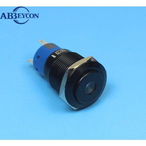 1962F Momentary 19MM SPDT SPST high flush dot led switch black push button led switch