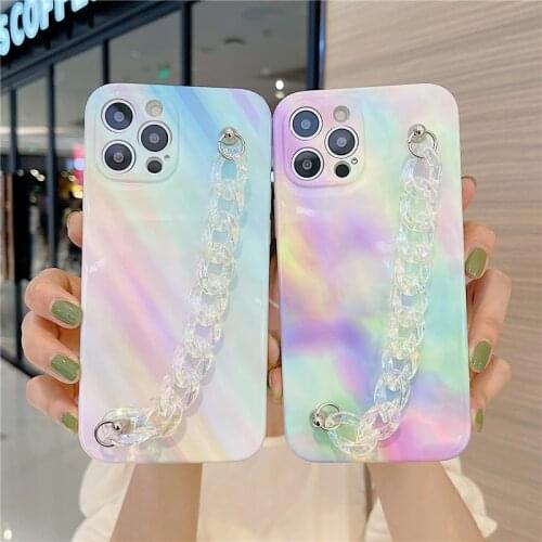Cute Phone Case Aurora Galaxy Bracelet For iPhone XS Max 11 12 Pro Max X XR 12 Mini SE2020 7 8 Plus IMD Shiny Glitter Back Cover