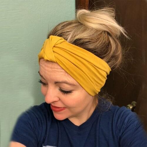 XDOMI Fashion Solid Color Knot Elastic Headband For Women Twisted Wide Turban Hair Bands Girls Cotton Headwrap Hair Accessories