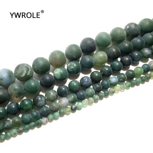Wholesale 100% Dull Polish Moss Agates Matte Natural Stone Beads For jewelry Making 4/6/8/10/12mm DIY Bracelet Strand 15.5