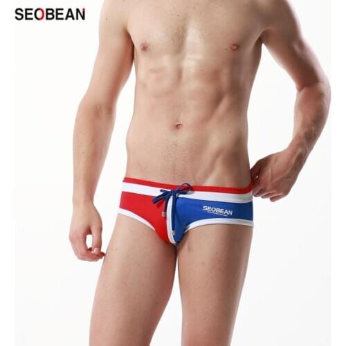 SEOBEAN Mens Summer Holiday Beach Casual Sports Wear Sexy Mens Swimsuits Hot Spring Patchwork Swimming Briefs
