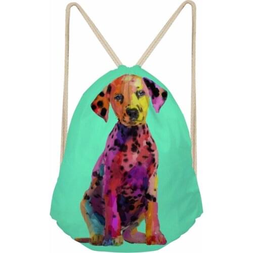 Noisydesigns spotty dog green cute Drawstring Bag Travel Sport Bags Cinch Sackback Cool Boy Girls Small Backpack Soft