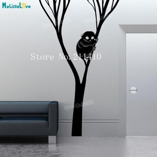 Nursery Wall Decals Tarsier Monkey in Tree Wallpaper Sticker Home Decoration For Kids Self-adhesive Vinyl Art Murals Gift YT154