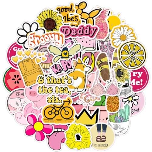 10/50/100pcs Vsco Sticker Girl Cute Stickers for Water Bottles Waterproof Aesthetic Stickers for Laptop Phone Car Sticker