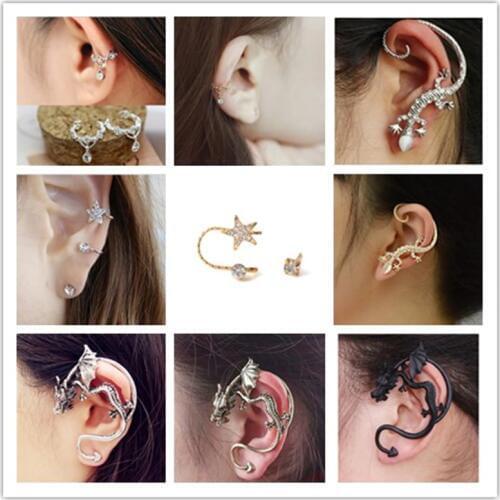 Wholesale Fashion Exaggeration Punk Unicorn Dragon Ear Cuff Earring Vintage Luxury Gecko Lizard Statement Jewelry Handmade