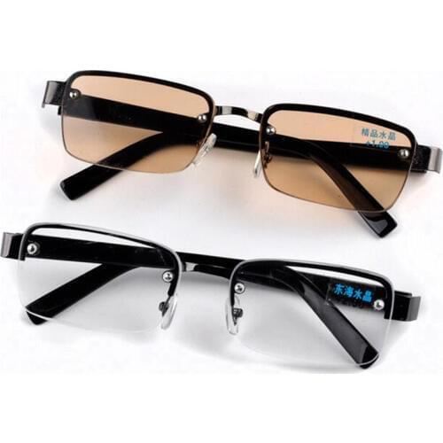 Semi-Rimless Crystal Lenses Reading Glasses Women Men Anti-fatigue Half Frame Farsighted Eyeglasses Power +1.0 +1.5 +2.0 To +4.0