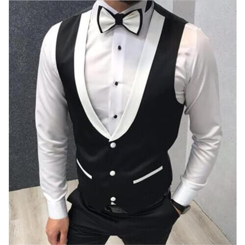 Latest Groom Vest Wedding Black Business Suit Vest Slim Fit Mens Vest Italian Formal Party Dress Groomsmen Waistcoat Ropa Hombre