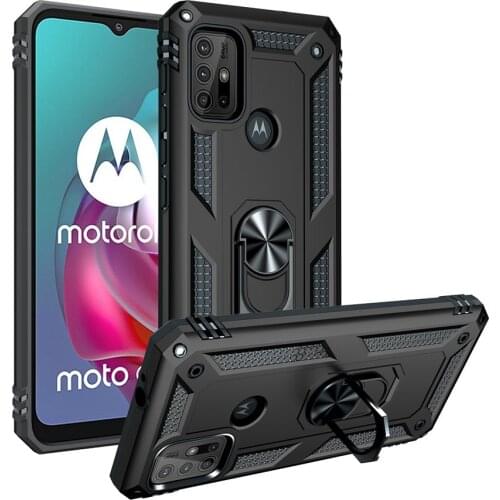 Heavy Duty Rugged Cover Ring Bracket Magnetic Holder Shockproof Kickstand case with Screen Protector for Moto G30/Moto G10 Cover