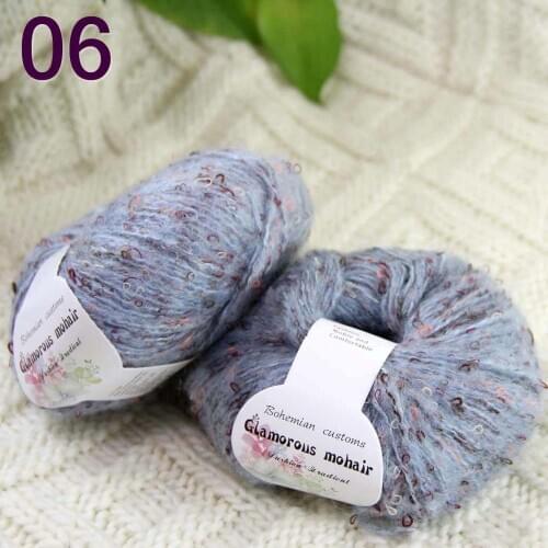 Sale 2SkeinX50gr Luxury Fluffy Soft NEW MOHAIR Shawls Hand Knit Crochet Yarn Light blue 825-06-2