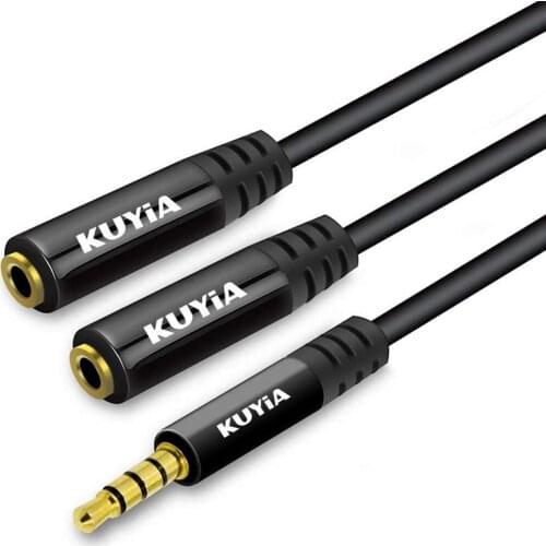 KUYiA 3.5mm Stereo Jack Audio Y Splitter Cable With Headphone & Speaker Converter Adapter for iPod MP3 Player