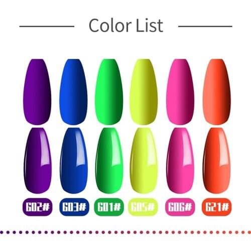 FRANCHESKA 8ml Neon Series Nail Glue UV Fluorescent Butterfly Nail Polish fashion sock off nail art pigment 6colors TSLM1