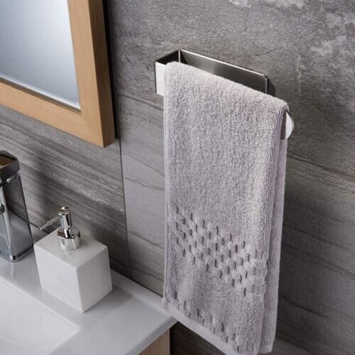 Bathroom Wall-mounted Punch-free Stainless Steel Towel Holder Shower Room Storage Shelf Kitchen Cleaning Rag Rack