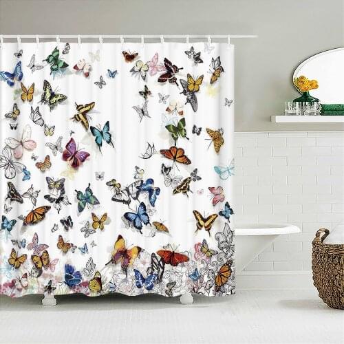 Colorful Butterfly Feathers 3d Shower Curtains Bathroom Curtain With Hooks Waterproof 180x240 Polyester Cloth Decoration Screen