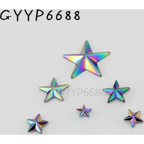 30-100pcs Rainbow Pentagram cover rivet Head Copper Feet Solid Rivets Fasteners Leather Crafts Bags shoes Studs