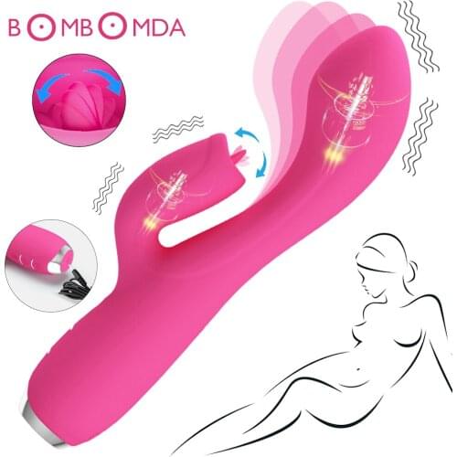 Female Oral Sex Licking Clitoris Tongue Vibrator 12 Modes USB Charging Vibrating Body Massager Double Motor Dildo Vibrator Toys